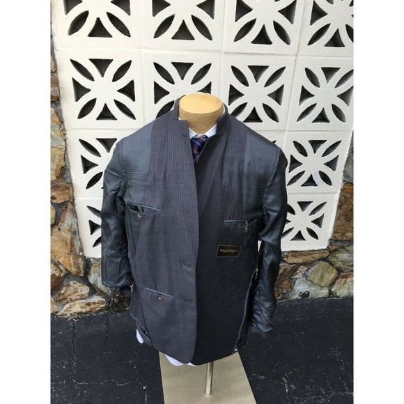 Paul Stuart Sports Coat Lightweight STUART III Gray Purple Striped Size 39 R - Picture 10 of 11